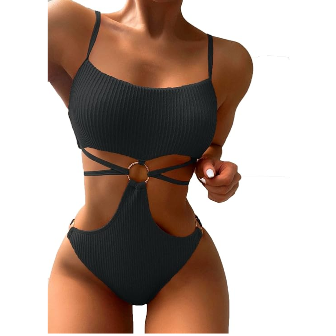 SHEIN - Ring Linked Cut-out Swimwear One Piece