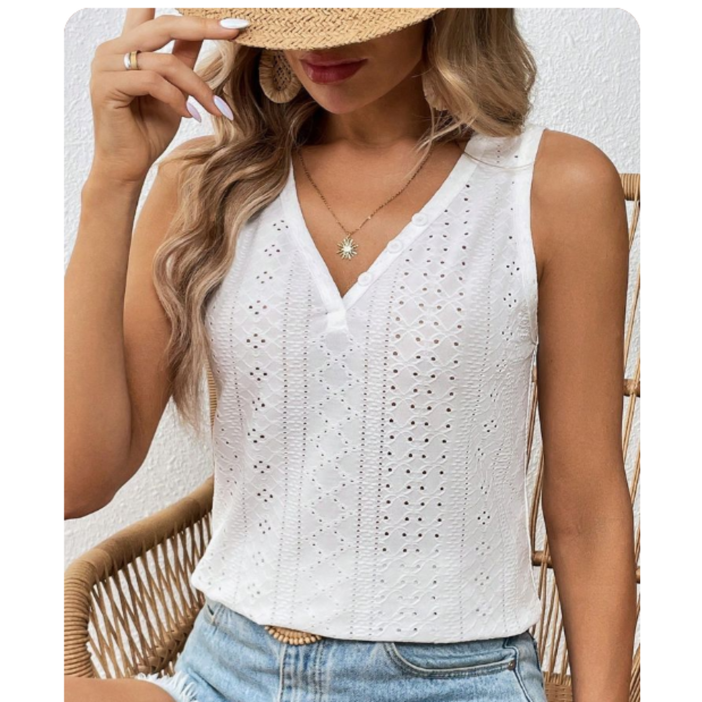 SHEIN - Button design textured blouse