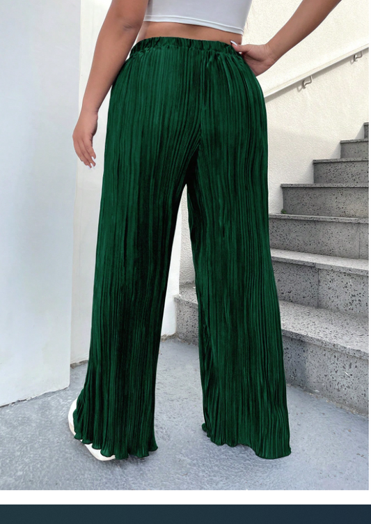 SHEIN -  Pleated Waist Tie Ruffle Wide Leg Pants