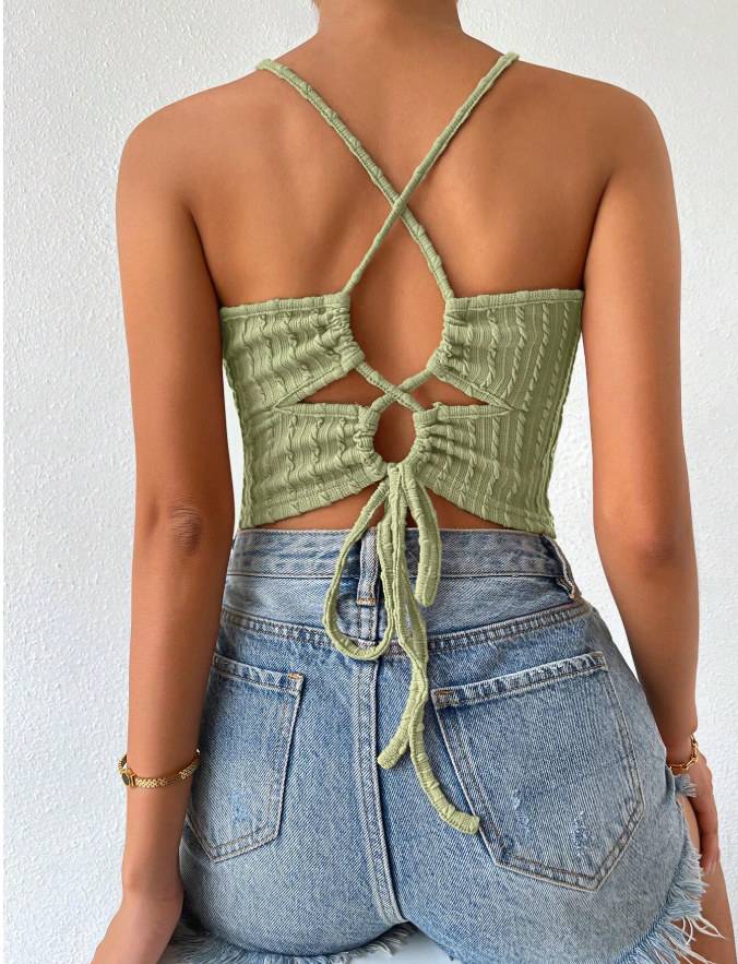 SHEIN - Backless Cami Top with Tie