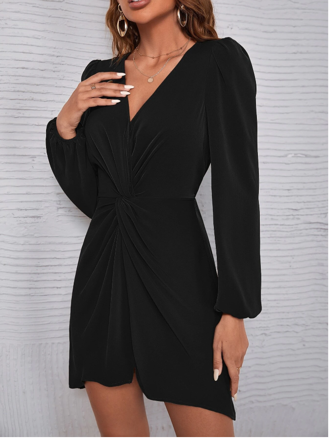 SHEIN - Sleeve Pleated Front Dress