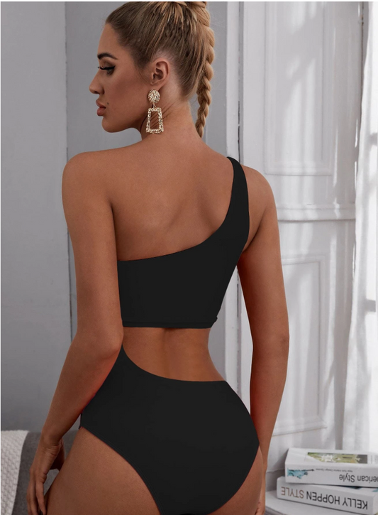 SHEIN - One Piece Cut Out Shoulder Swimsuit