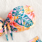 SHEIN - Print Front Knot Bandeau Bikini Swimsuit