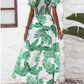 SHEIN - Tropical Print Butterfly Sleeve Ruffle Hem Dress