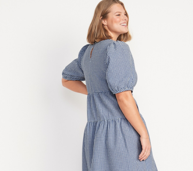 OLD NAVY - Tiered Puff-Sleeve Midi Dress