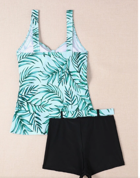 SHEIN - Tropical Print Tankini Set Two Pieces