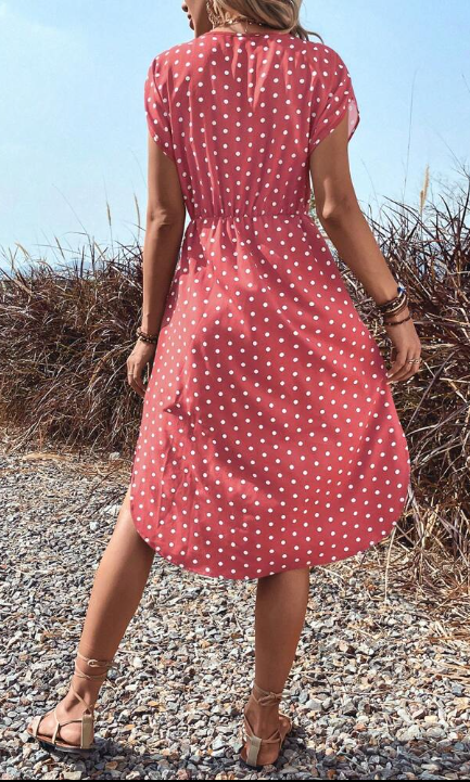 SHEIN -  LUNE Polka Dot Print Batwing Sleeve Dress