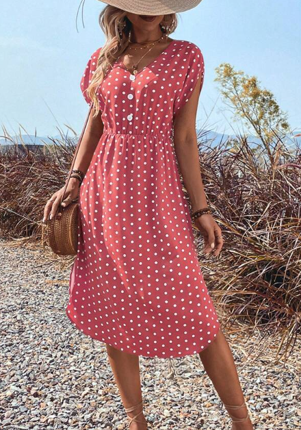 SHEIN -  LUNE Polka Dot Print Batwing Sleeve Dress