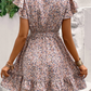 SHEIN - Print Butterfly Sleeve Ruffle Hem Dress