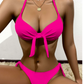 SHEIN - Front Tie Side Push Up Swimwear Two Pieces