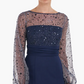 JS COLLECTIONS -  Embellished Mesh Balloon-Sleeve Gown