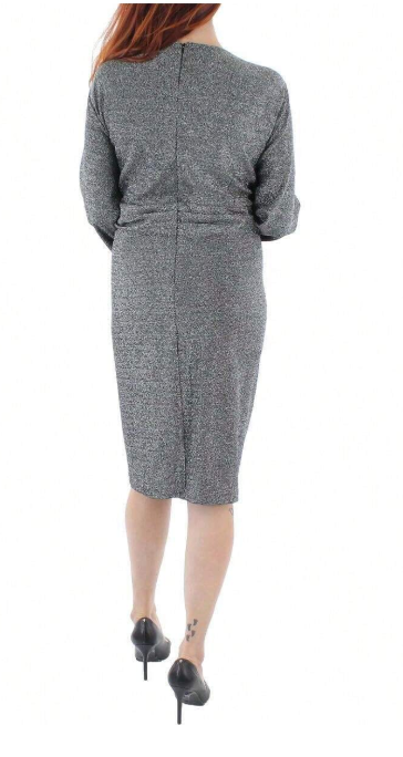 CALVIN KLEIN -  Metallic Deep V-neck Cocktail and Party Dress