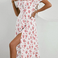 SHEIN -  Floral A-Line Knotted Thigh Slit Midi Dress