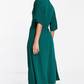 ASOS - Cowl Neck Midi Dress With Wrap Skirt