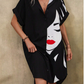 SHEIN - Batwing Sleeve Graphic Shirt Dress