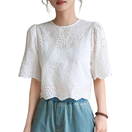 SHEIN -  Embroidered Crop Tops
