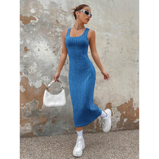 SHEIN -  Solid Ribbed Knit Tank Dress