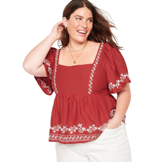 OLD NAVY - Matching Embroidery Swing Blouse
