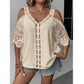 SHEIN - Swiss Dot Off Shoulder Guipure Lace Blouse