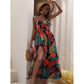 SHEIN - Tropical Print Split Waist Tie Up Maxi Dress