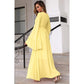 SHEIN -  Deep V-Neck Bell Sleeve Twist Waist High Slit Dress