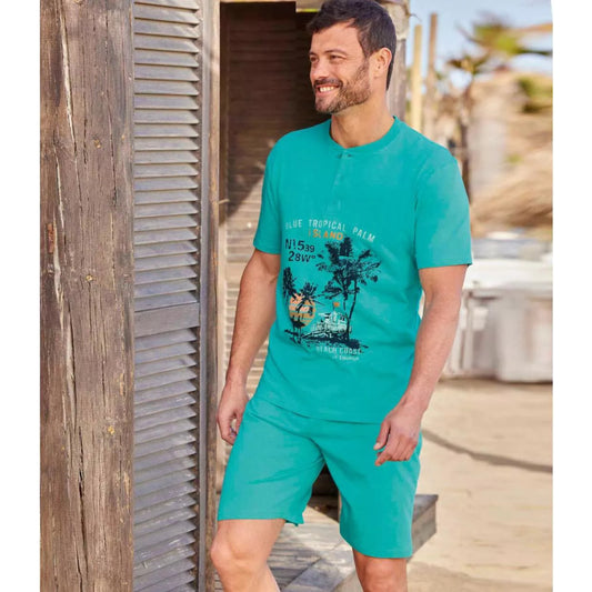 ATLAS FOR MEN - Printed Pajama Short Set