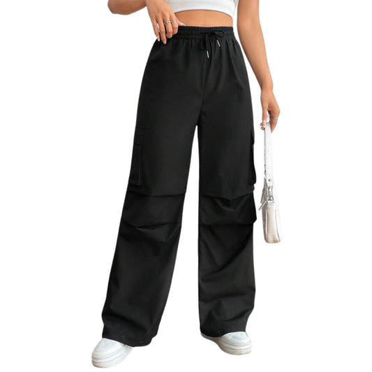 SHEIN - Drawstring Wrinkle Design Cargo Pants