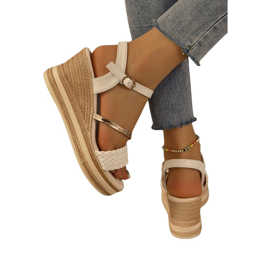 SHEIN -  Gold braided wedge platform sandals