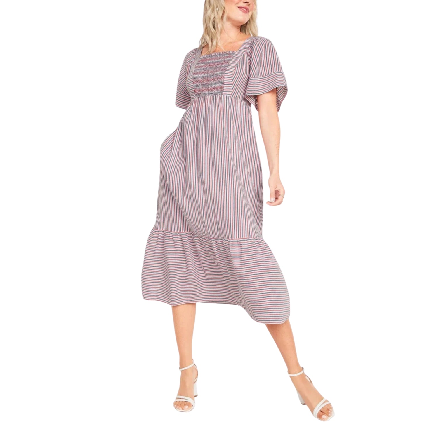 OLD NAVY - Striped Tie-Back Midi Dress
