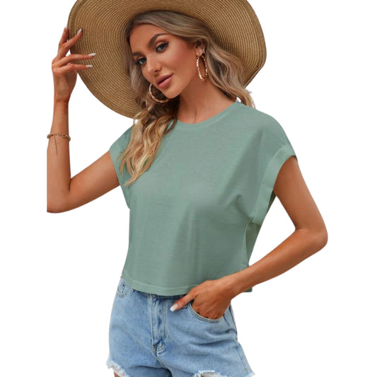 SHEIN - Short Sleeve Sandwash Dolman Tee T-Shirt