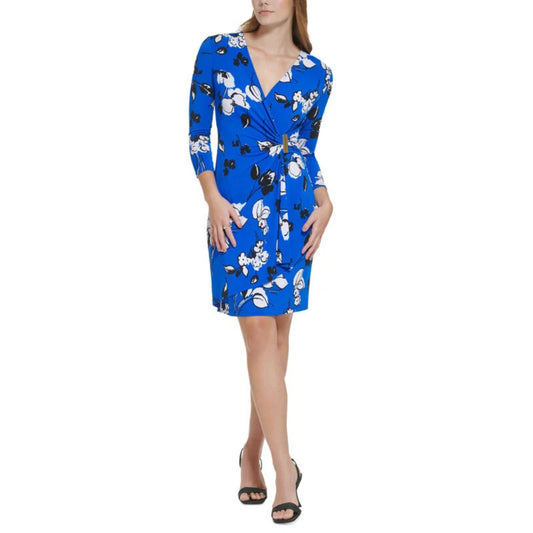 CALVIN KLEIN - Surplice Knee Wrap Dress