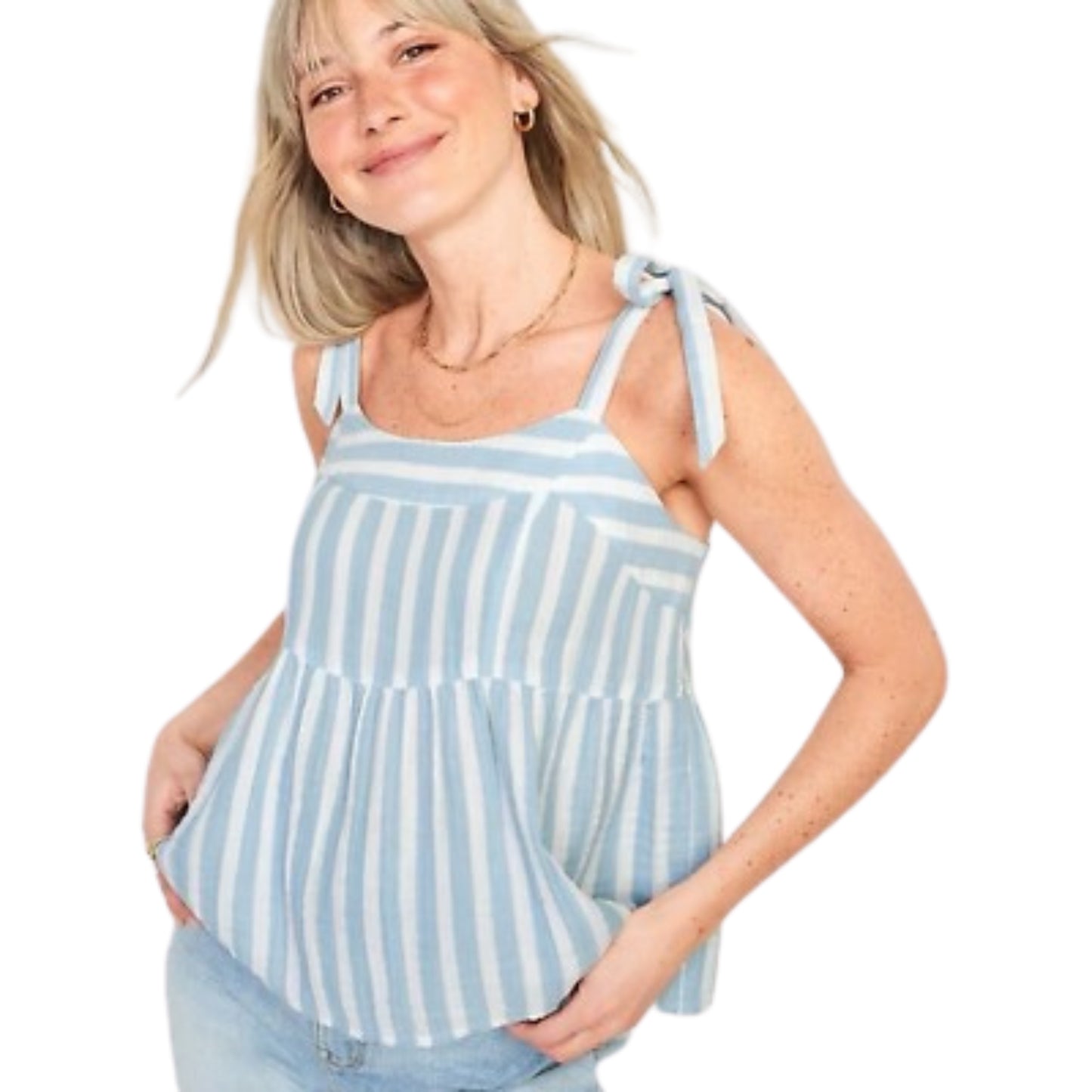 OLD NAVY - Tie Shoulder Striped Blouse