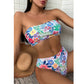 SHEIN - Beach Floral Print Bandeau Bikini Set