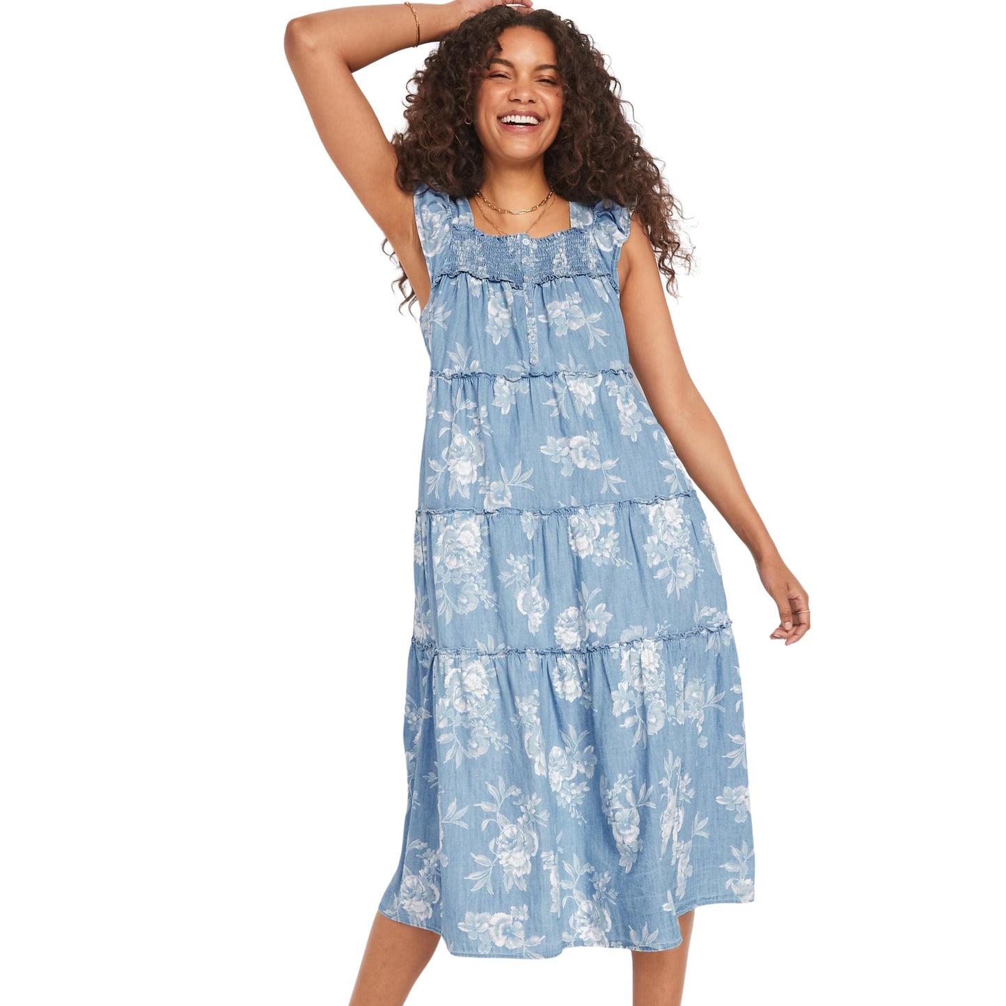 OLD NAVY - Flutter-Sleeve Midi Swing Dress