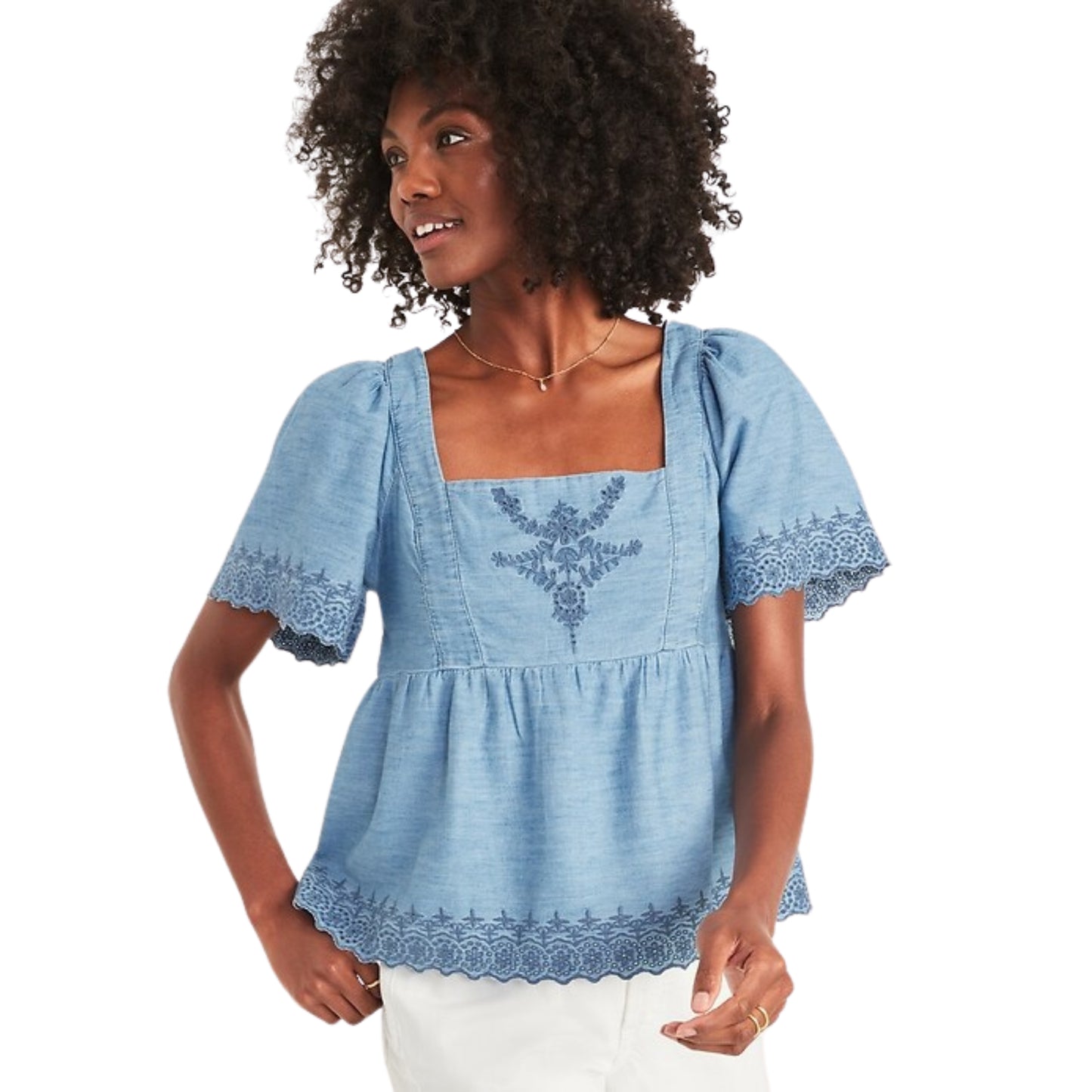 OLD NAVY - Matching Chambray Embroidered Top