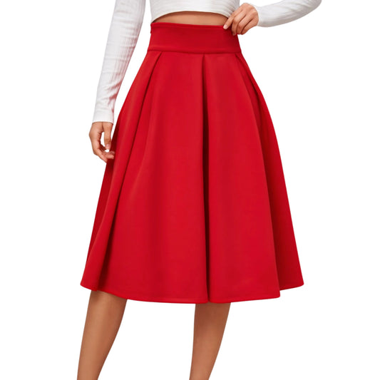SHEIN - Solid High Waist A-Line Skirt