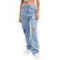 SHEIN - High Waist Straight Leg Jeans