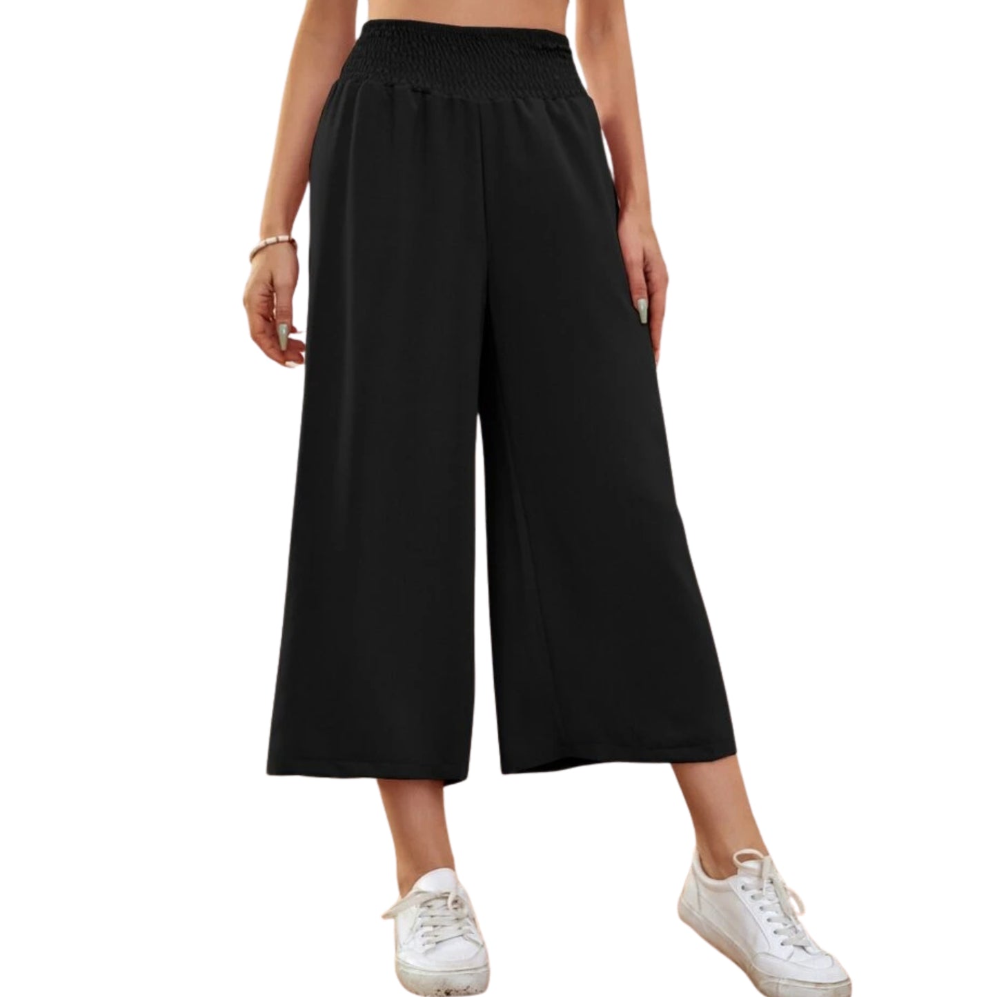 SHEIN - Ribbed Waist Wide Leg Pant