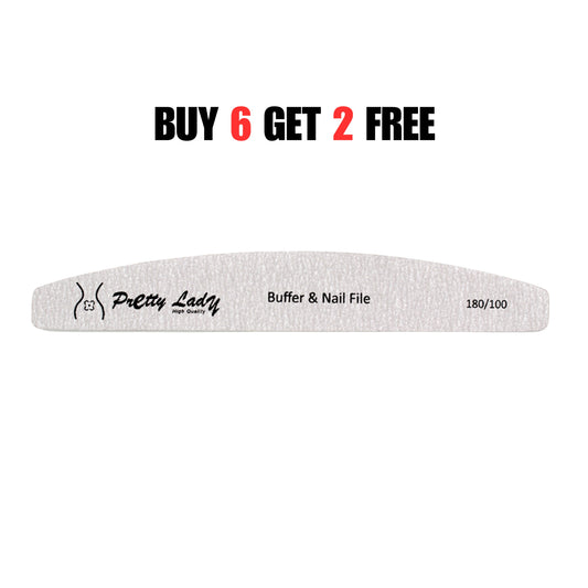 PRETTY LADY - HALF MOON BUFFER & NAIL FILE 180/100 Buy 6 Get 2 Free