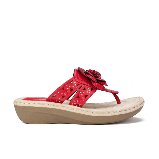 WHITE MOUNTAIN -  Faux Leather Laser Cut Thong Slippers