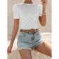 SHEIN - Eyelet Embroidery Puff Sleeve Tee