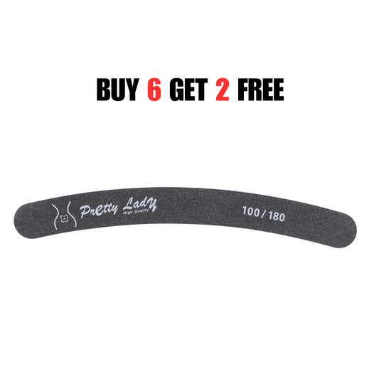 PRETTY LADY - Curved Black Nail File 100/180 6+2 FREE