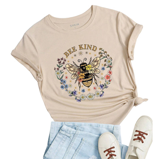 SHEIN - Bee Printed Round Neck Crop Top
