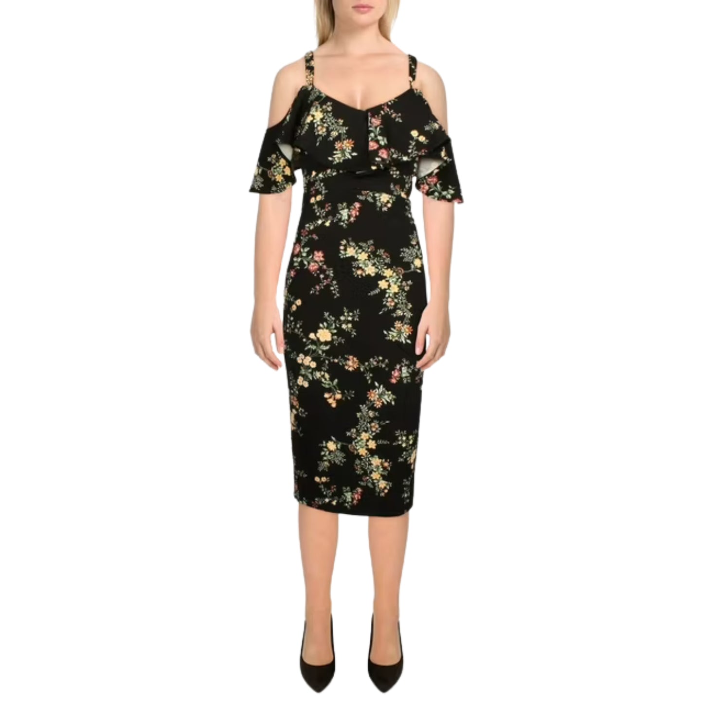 RACHEL ROY -  Cold Shoulder Floral MIDI Dress
