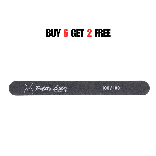 PRETTY LADY - STRAIGHT BLACK NAIL FILE 100/180 Buy 6 Get 2 Free