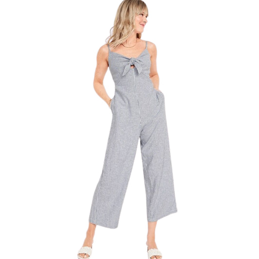 OLD NAVY - Striped Smocked Cropped Knotted Overall