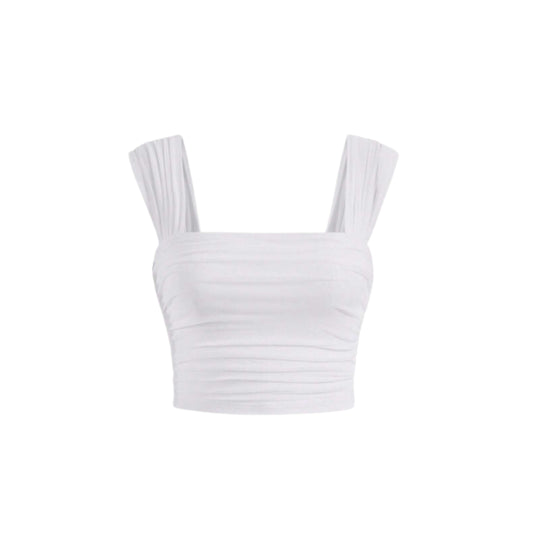 SHEIN - Wide Shoulder Wrinkle Top