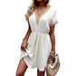 SHEIN - Trimmed Short Sleeve V Neck Tie Front Flowy Dress