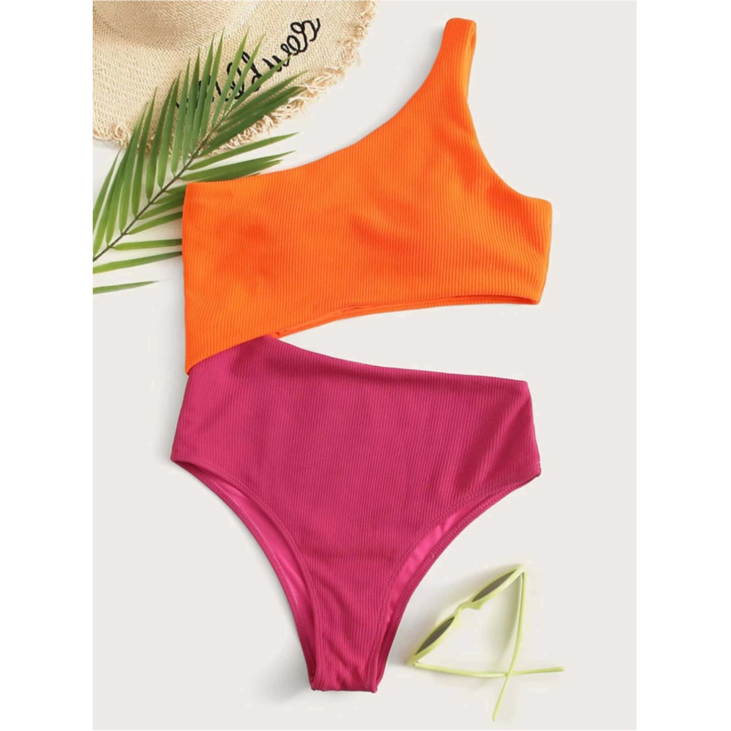 SHEIN - One Shoulder Swimsuit Swimwear