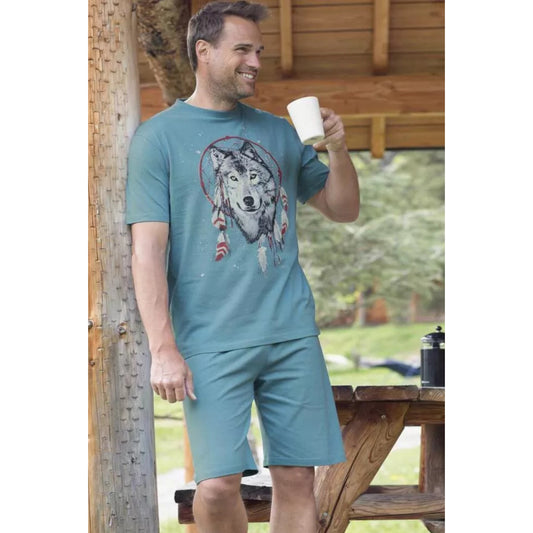 ATLAS FOR MEN - Wolf Print Short Pajama Set